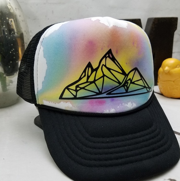 Watercolor Mountain Trucker Hat - Picture 2 of 3